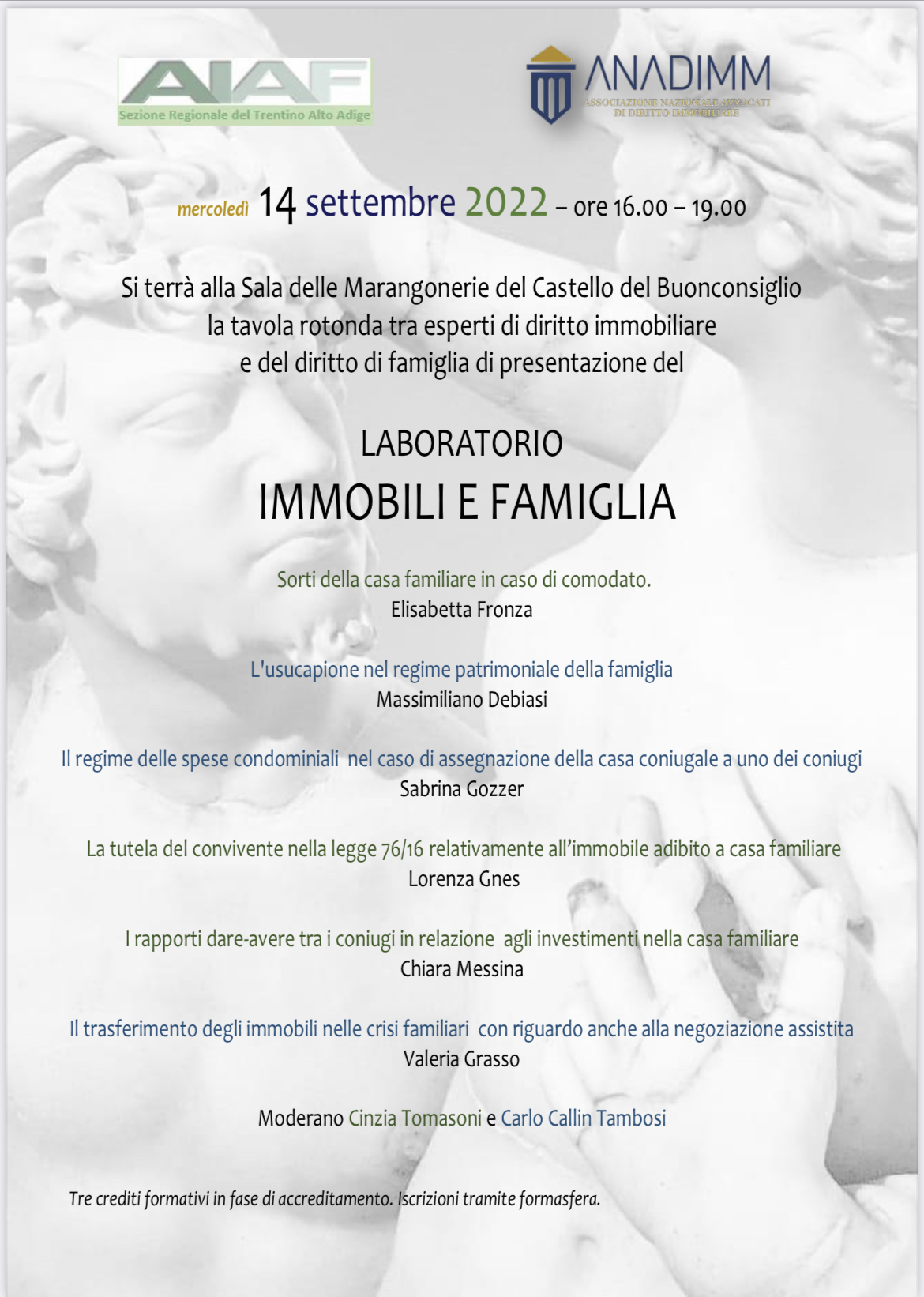 Immobili e Famiglia, l’evento formativo di AIAF TAA