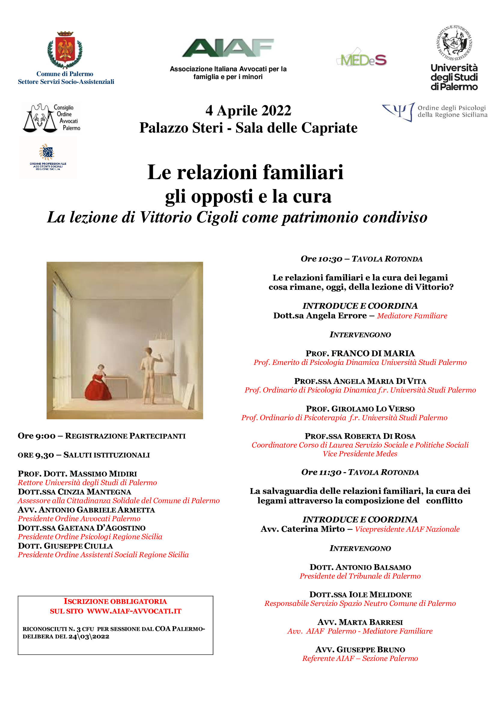 “Le relazioni familiari gli opposti e la cura. La lezione di Vittorio Cigoli come patrimonio condiviso”: il convegno di Palermo