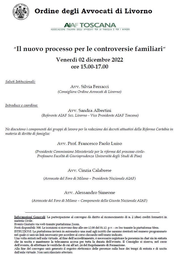 Il nuovo processo per le controversie familiari