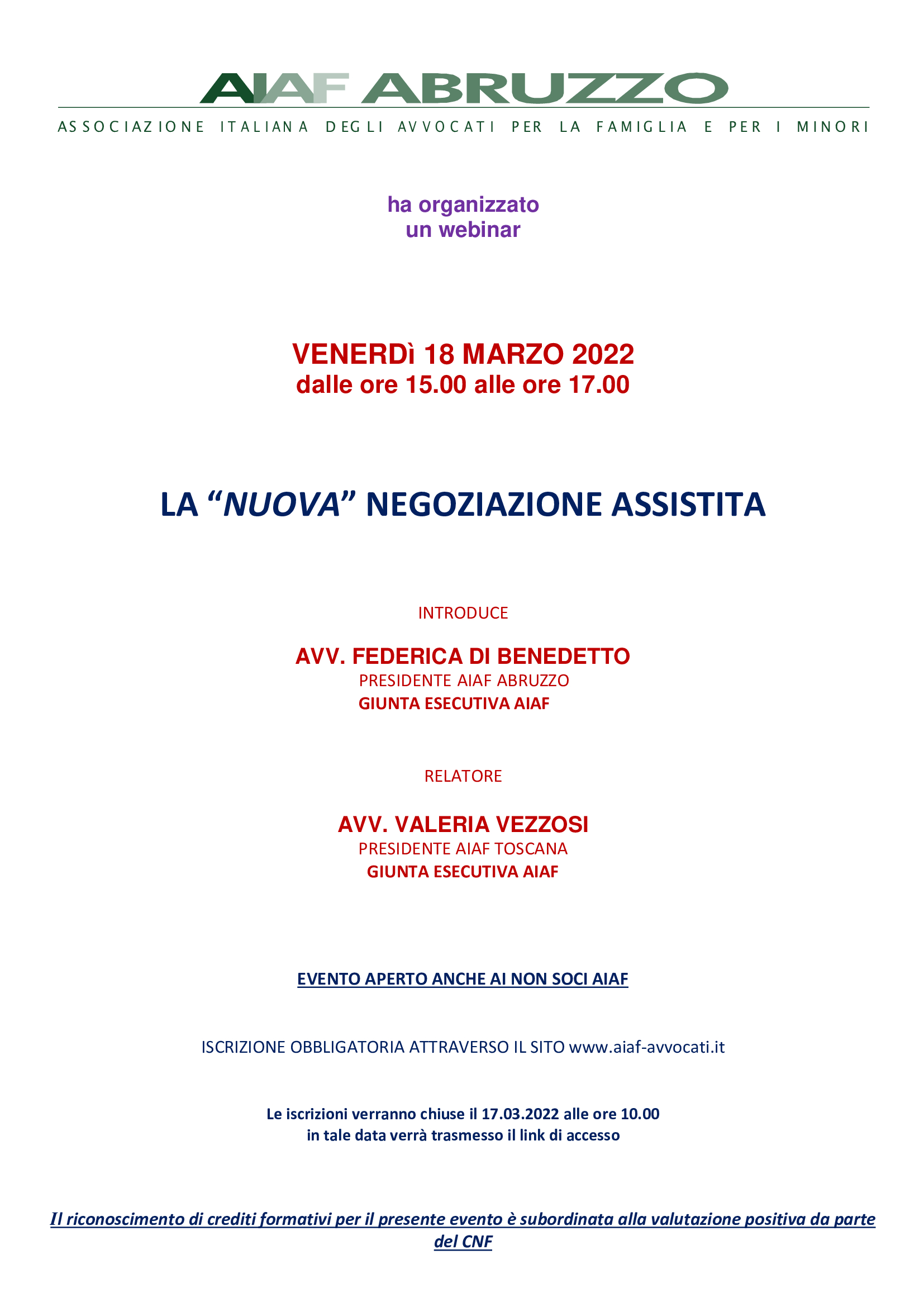 LA “NUOVA” NEGOZIAZIONE ASSISTITA, webinar in programma il 18 marzo
